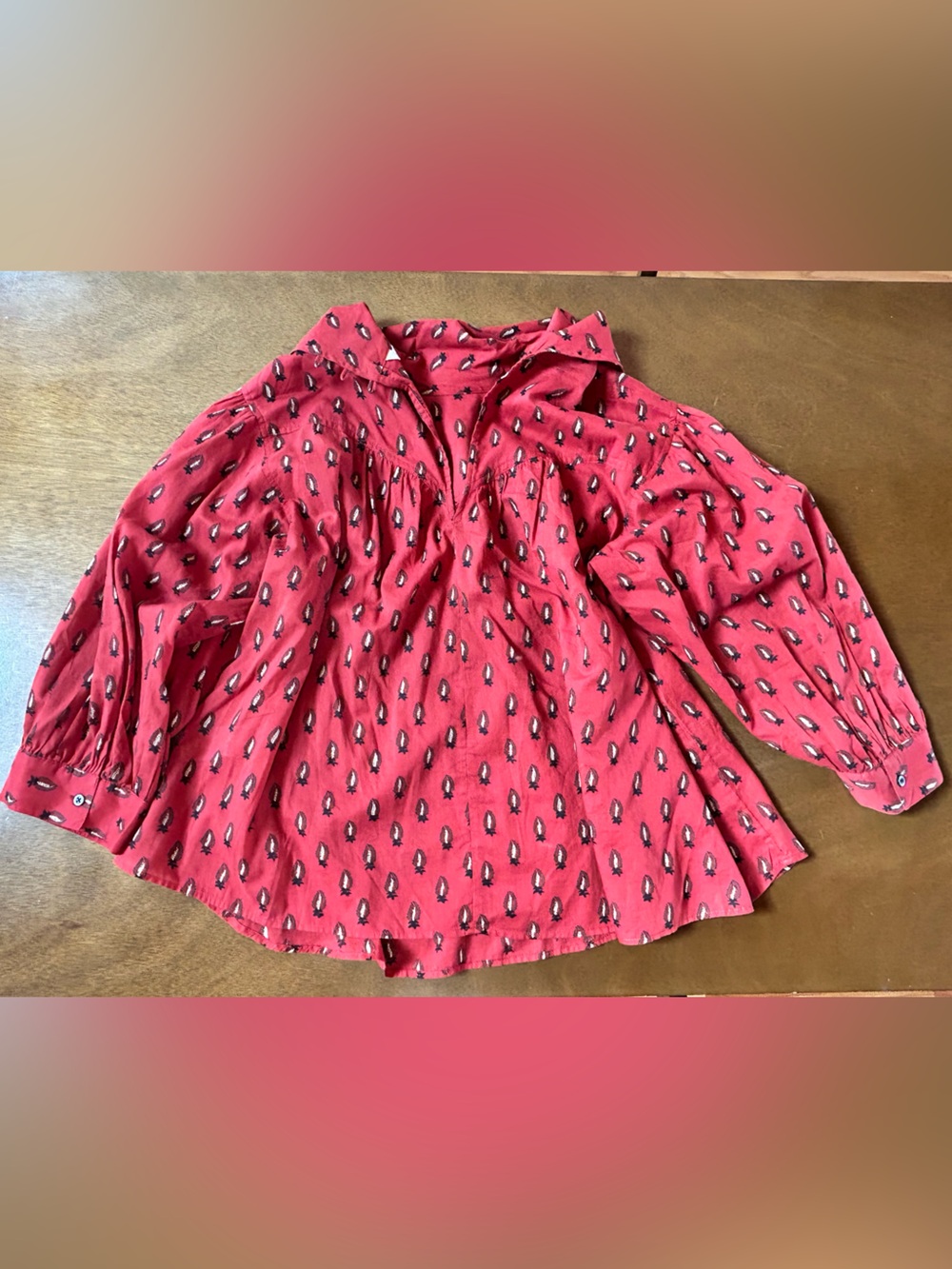 Banana Republic Red Printed Peasant Blouse